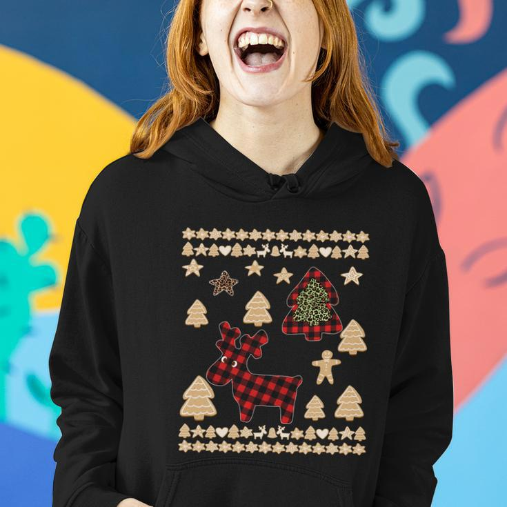 Red Plaid Reindeer Gingerbread Cookies Funny Ugly Christmas Meaningful Gift Women Hoodie Gifts for Her