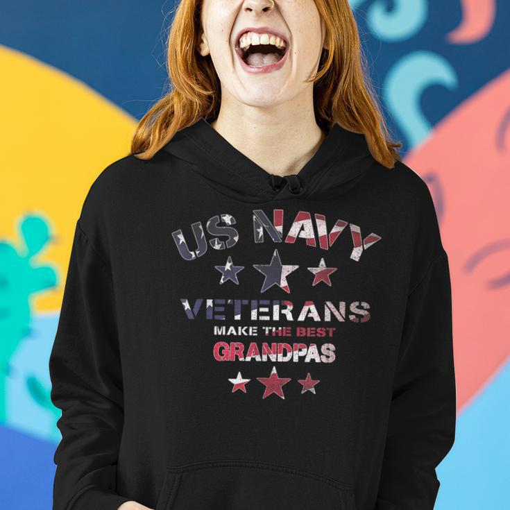 Retired United States Veteran Navy Best Grandpa Usa Flag Women Hoodie Gifts for Her