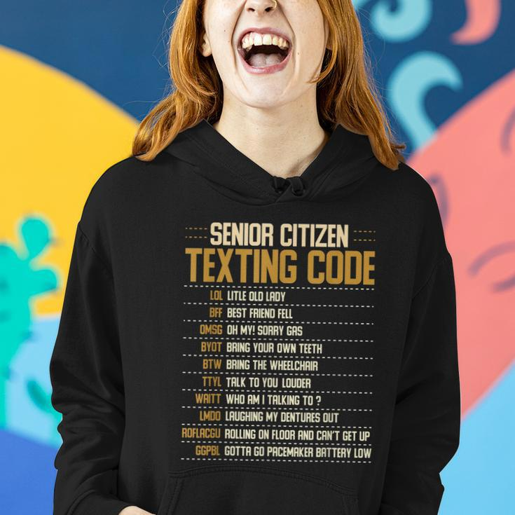Senior Citizen Texting Code Cool Funny Old People Saying Women Hoodie Gifts for Her