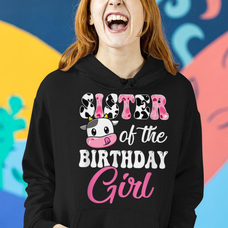 Sister Of The Birthday Girl Farm Cow 1St Birthday Girl Women Hoodie Gifts for Her