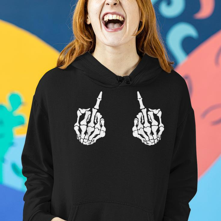 Skeleton Hand Funny Middlefinger Men Women Halloween Women Hoodie Graphic Print Hooded Sweatshirt Gifts for Her