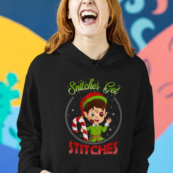 Snitches Get Stitches Elf On A Self Funny Christmas Xmas Holiday V2 Women Hoodie Gifts for Her