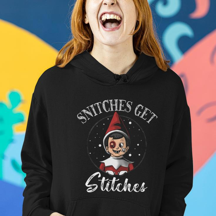 Snitches Get Stitches Elf On A Self Funny Christmas Xmas Holiday Women Hoodie Gifts for Her