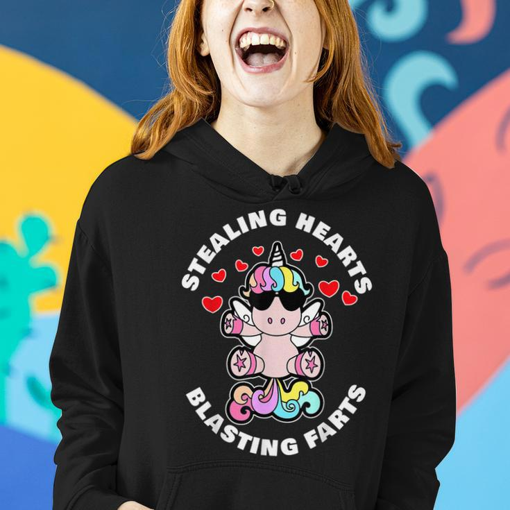 Stealing Hearts And Blasting Farts Valentines Day Unicorn Women Hoodie Gifts for Her