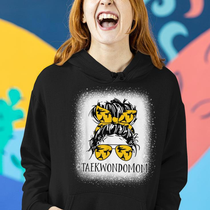 Taekwondo Mom Messy Bun Hair Bleached Women Mothers Day Women Hoodie Gifts for Her