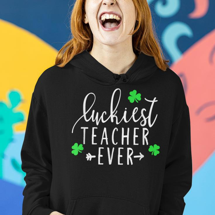 Teacher St Patricks Day Shirt Luckiest Teacher Ever Women Hoodie Gifts for Her