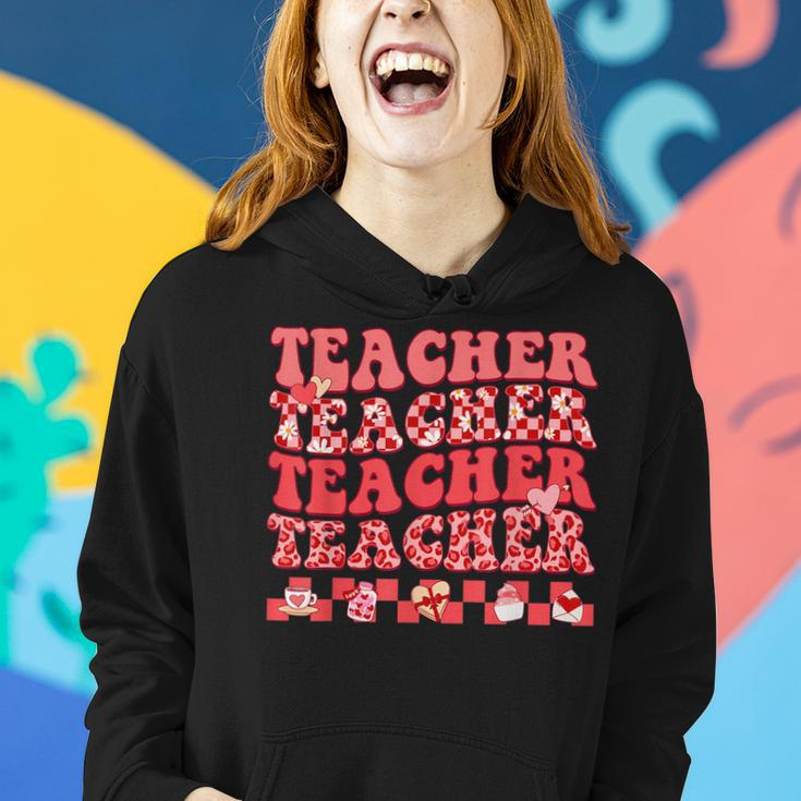 Teacher Valentines Day Hippie Sweet Heart Teacher Womens Women Hoodie Gifts for Her