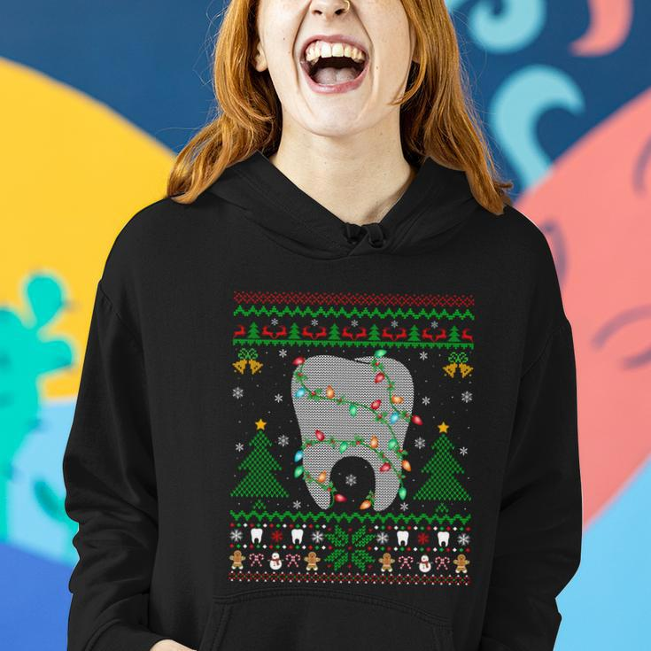Teeth Xmas Lights Dental Hygienist Dentist Ugly Christmas Gift Women Hoodie Gifts for Her