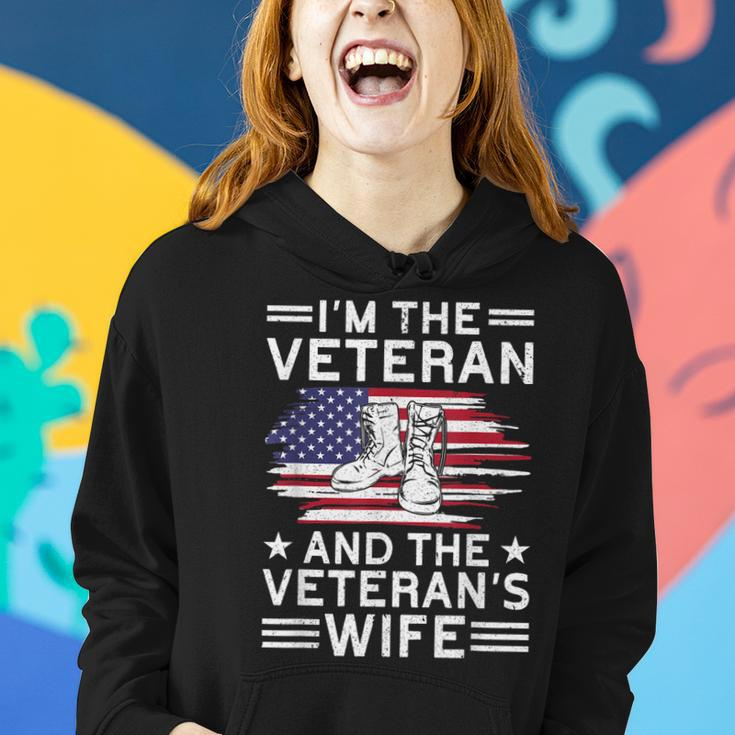 The Veteran & The Veterans Wife Proud American Veteran Wife Women Hoodie Gifts for Her