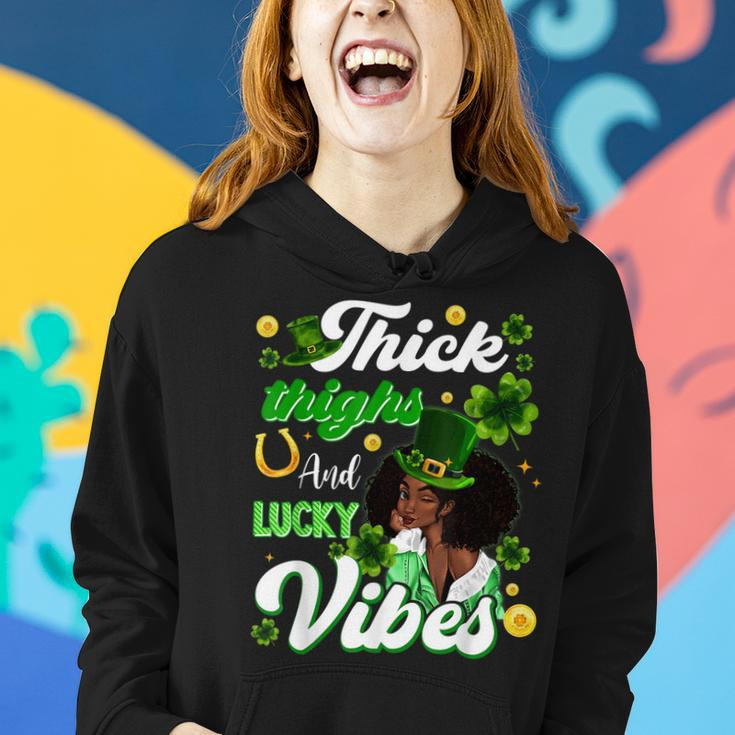 Thick Thighs Lucky Vibes St Patricks Day Melanin Black Women Women Hoodie Gifts for Her