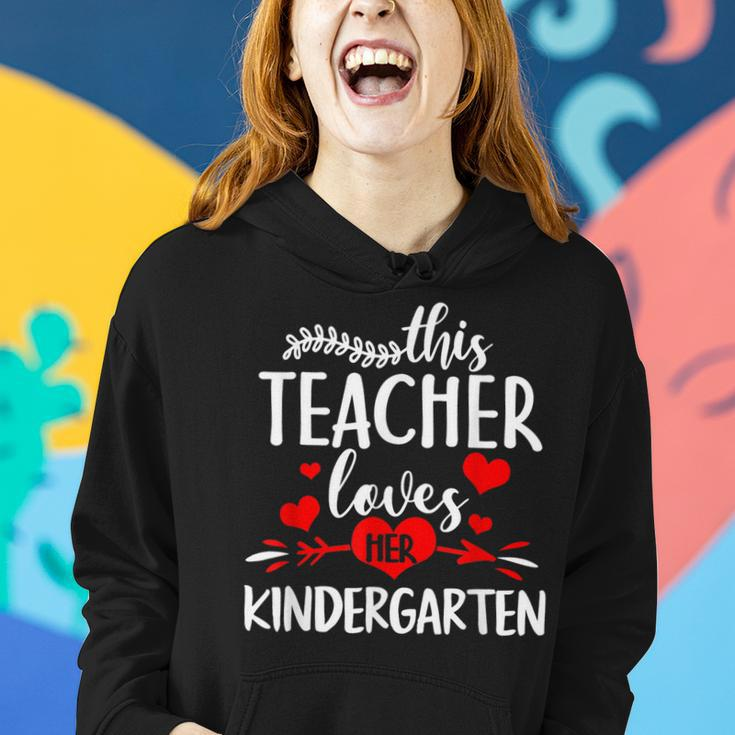 This Teacher Loves Her Kindergarten Heart Valentine Teacher Women Hoodie Gifts for Her
