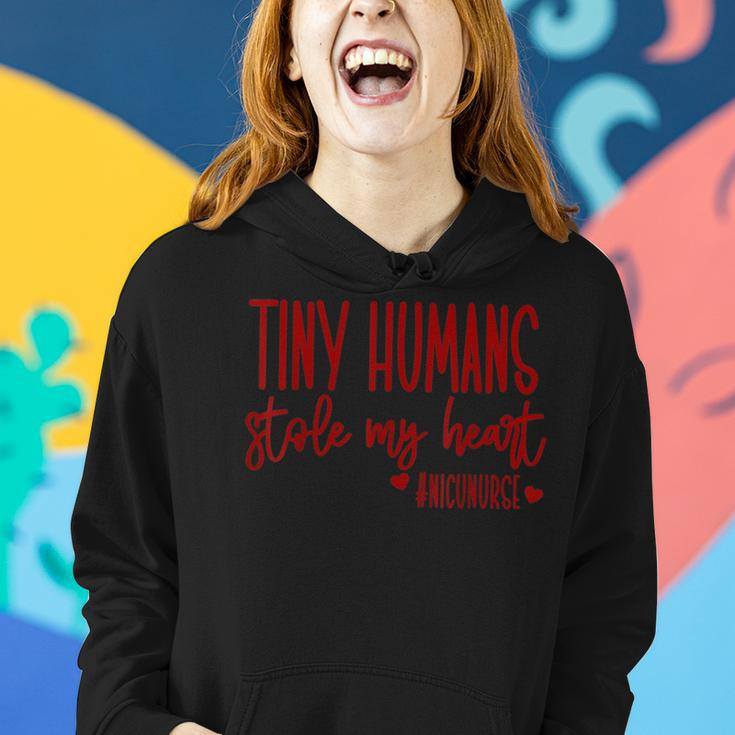 Tiny Humans Stole My Heart Valentines Day Nicu Nurse Women Hoodie Gifts for Her