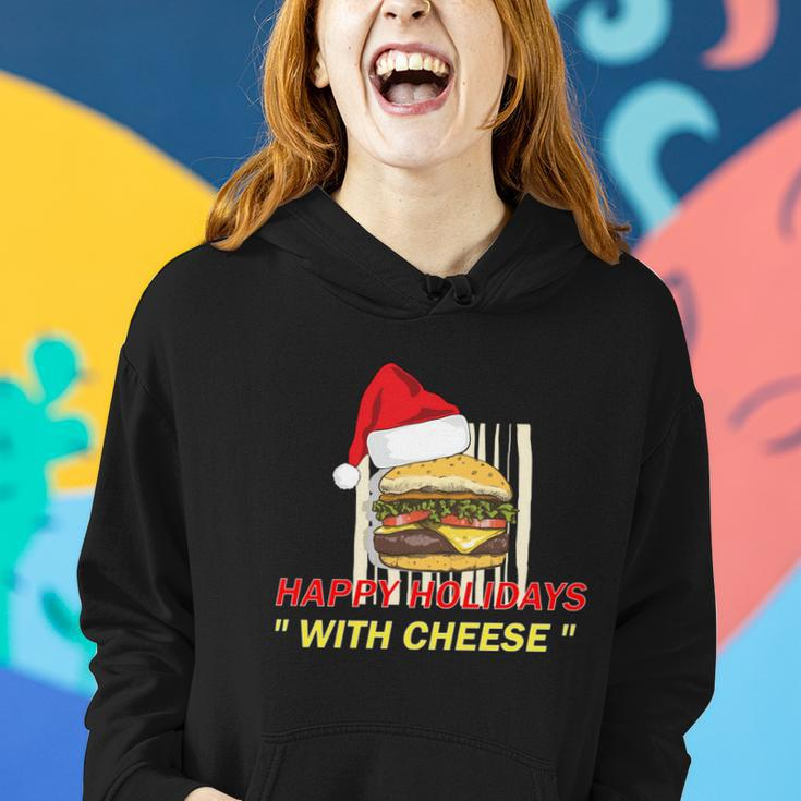 Ugly Christmas Sweater Burger Happy Holidays With Cheese V21 Women Hoodie Gifts for Her