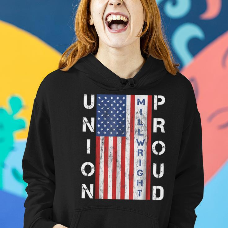 Union Proud American Flag Millwright Women Hoodie Graphic Print Hooded Sweatshirt Gifts for Her