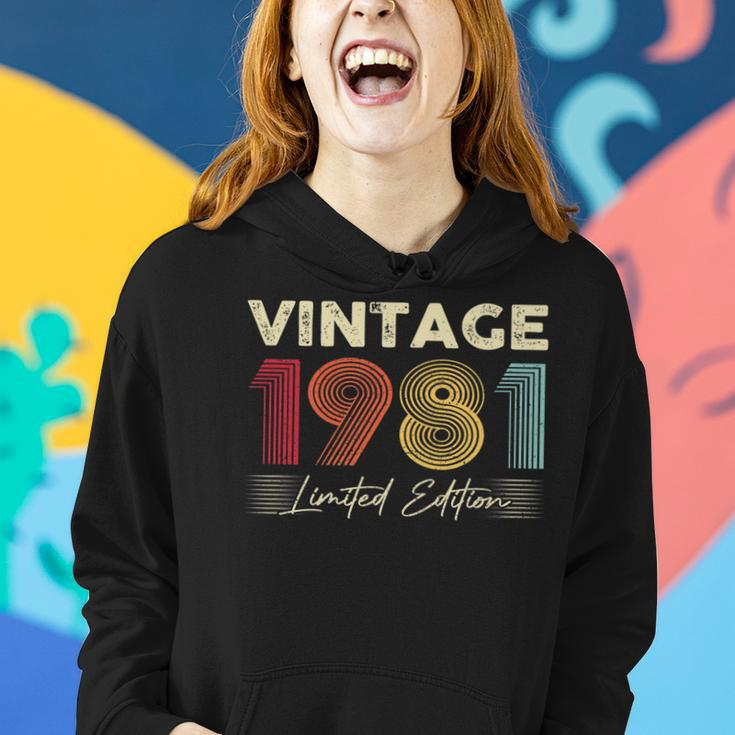 Vintage 1981 Wedding Anniversary Born In 1981 Birthday Party V2 Women Hoodie Gifts for Her