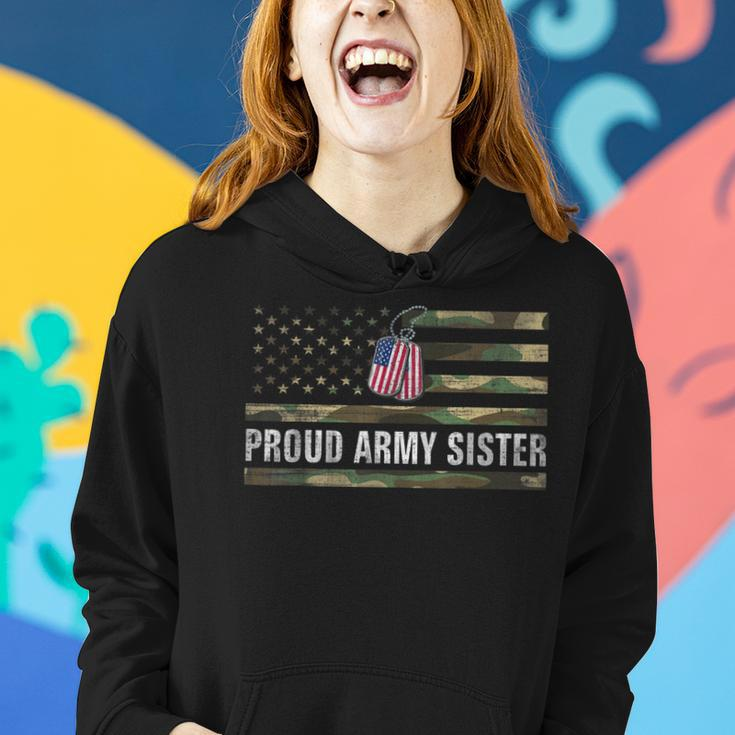 Vintage American Flag Proud Army Sister Veteran Day Gift Women Hoodie Gifts for Her
