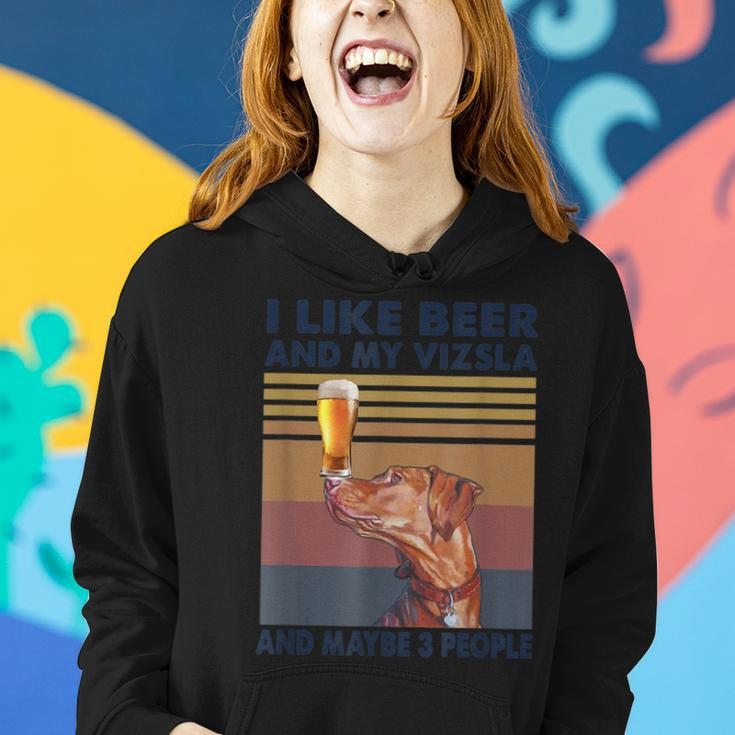 Vintage I Like Beer And My Vizsla And Maybe 3 People Women Hoodie Gifts for Her