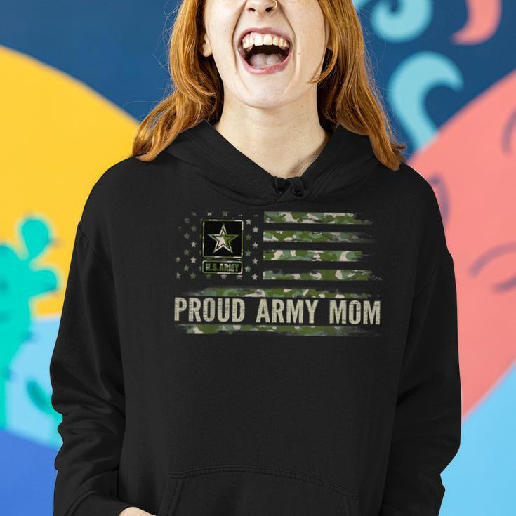 Vintage Proud Army Mom Camo American Flag Veteran Gift Women Hoodie Gifts for Her