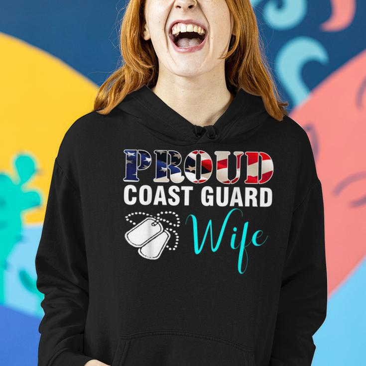 Vintage Proud Coast Guard Wife With American Flag Gift Women Hoodie Gifts for Her