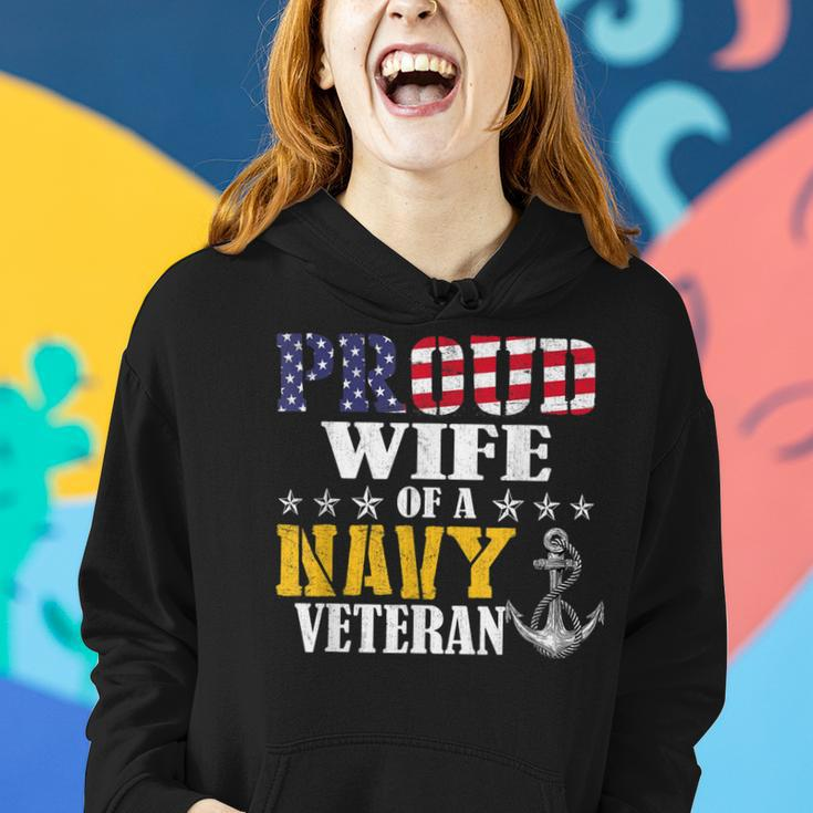 Vintage Proud Wife Of A Navy For Veteran Gifts Women Hoodie Gifts for Her