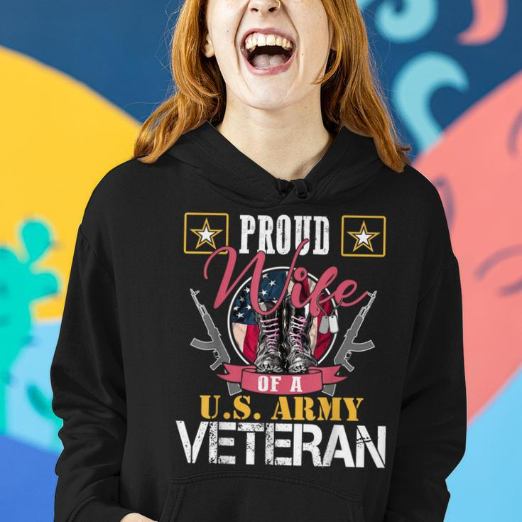 Vintage Proud Wife Of A US Army Veteran Gift Mom Dad Women Hoodie Gifts for Her
