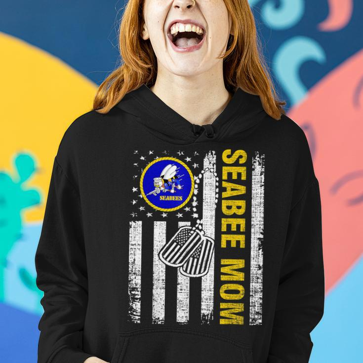 Vintage Seabee Mom American Flag Cool Veteran Day Gift Women Hoodie Gifts for Her