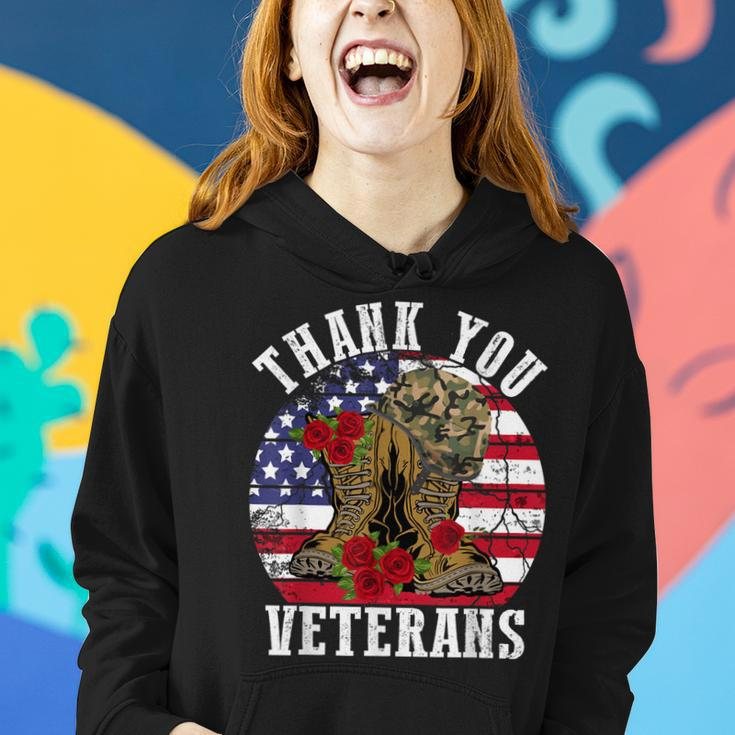 Vintage Thank You Veterans Combat Boots Flower Veterans Day Women Hoodie Gifts for Her