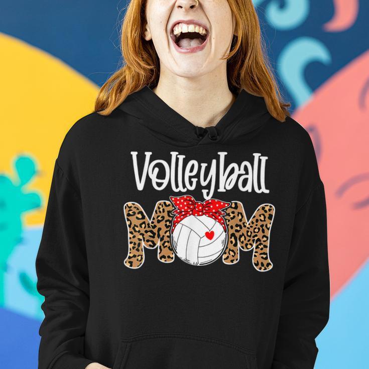 Volleyball Mom Leopard Messy Bun Game Day Funny Mothers Day Women Hoodie Gifts for Her