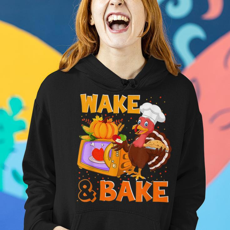 Wake Bake Turkey Feast Meal Dinner Chef Funny Thanksgiving Women Hoodie Gifts for Her