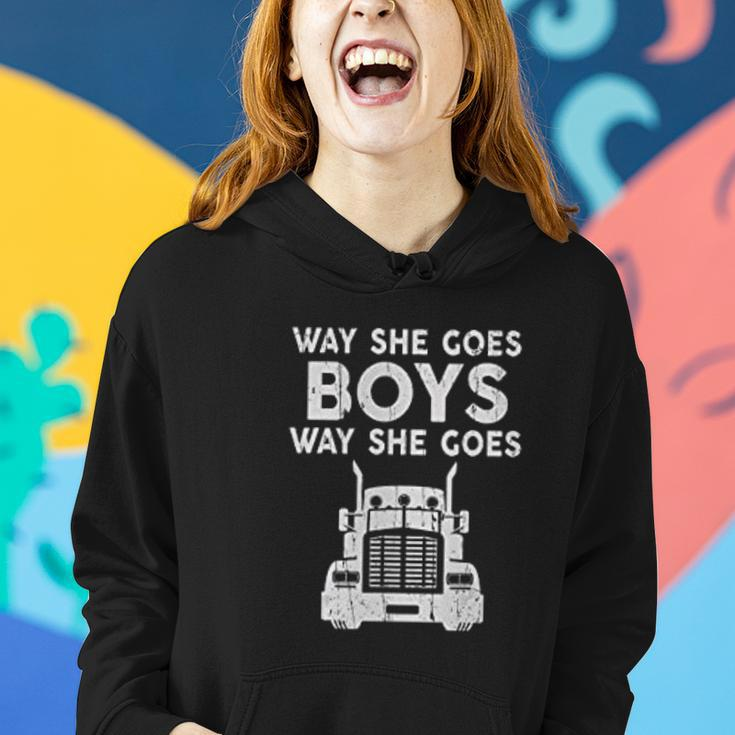 Way She Goes Boys Way She Goes Truck Trucker Women Hoodie Graphic Print Hooded Sweatshirt Gifts for Her