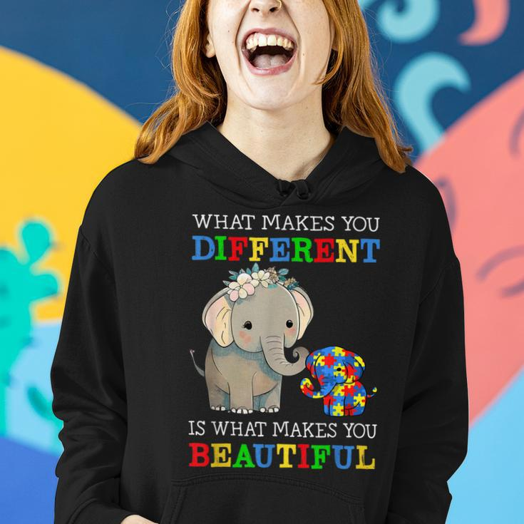 What Makes You Different Elephant Mom Autism Awareness Women Hoodie Gifts for Her