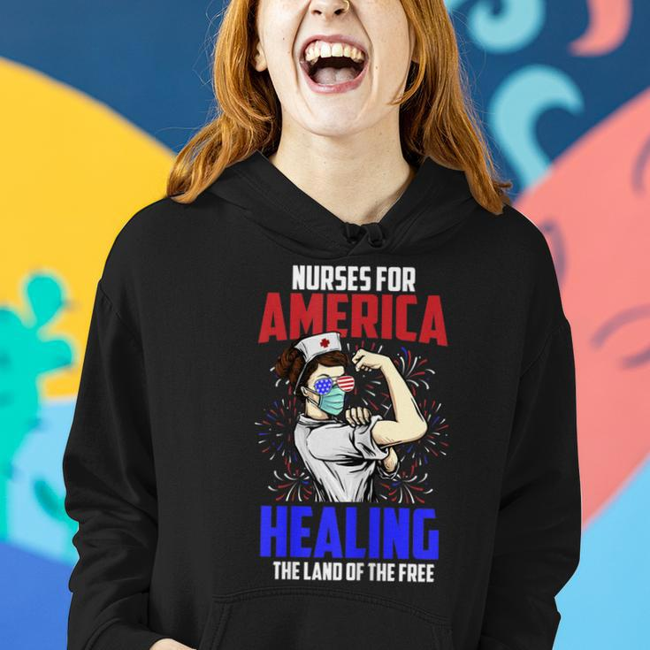Womens America Nurse 4Th Of July Land Of The Free Patriotic Women Hoodie Gifts for Her