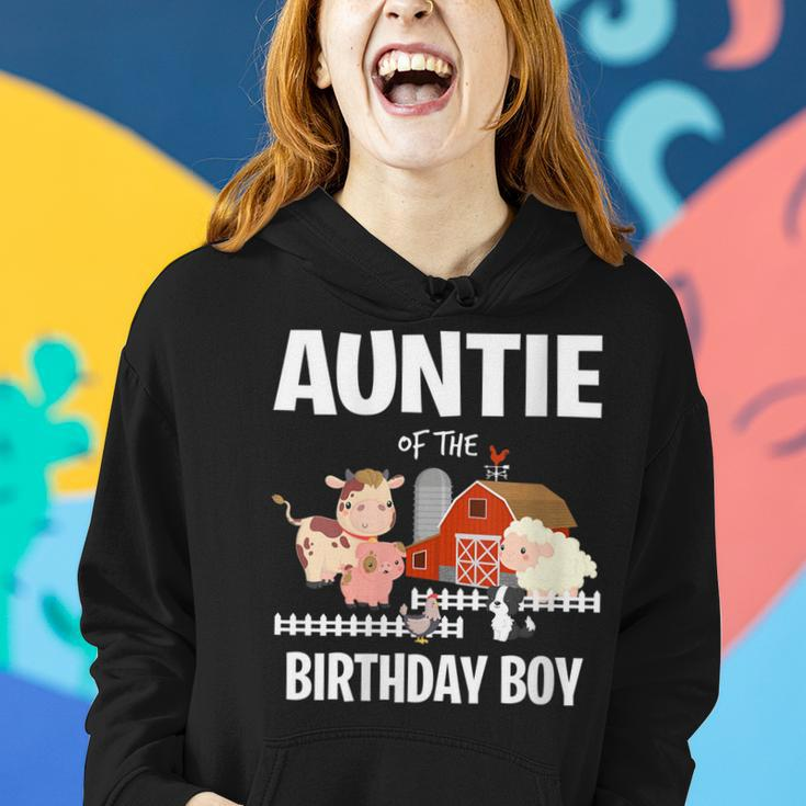 Womens Auntie Of The Birthday Boy Farm Animal Cow Pig Dog Farmer Women Hoodie Gifts for Her