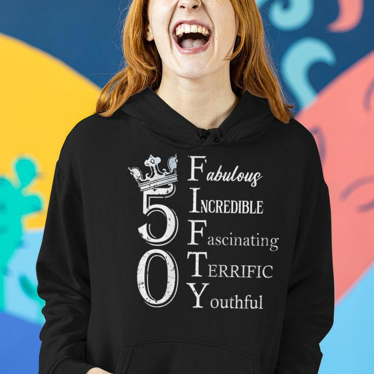 Womens Fabulous Fifty 50Th Birthday 50 Years Old Bday Queen Women Hoodie Gifts for Her