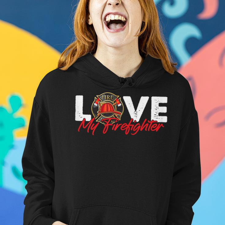 Womens Firefighter Wife Fire Department - Love My Firefighter Women Hoodie Gifts for Her