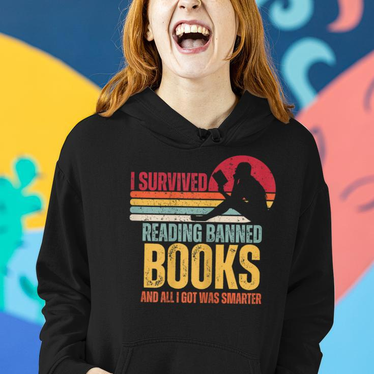 Womens I Survived Reading Banned Books - Banned Books Lovers Women Hoodie Gifts for Her