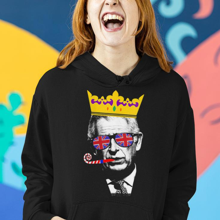 Womens Party King Funny Coronation King Charles Union Jack & Crown Women Hoodie Gifts for Her