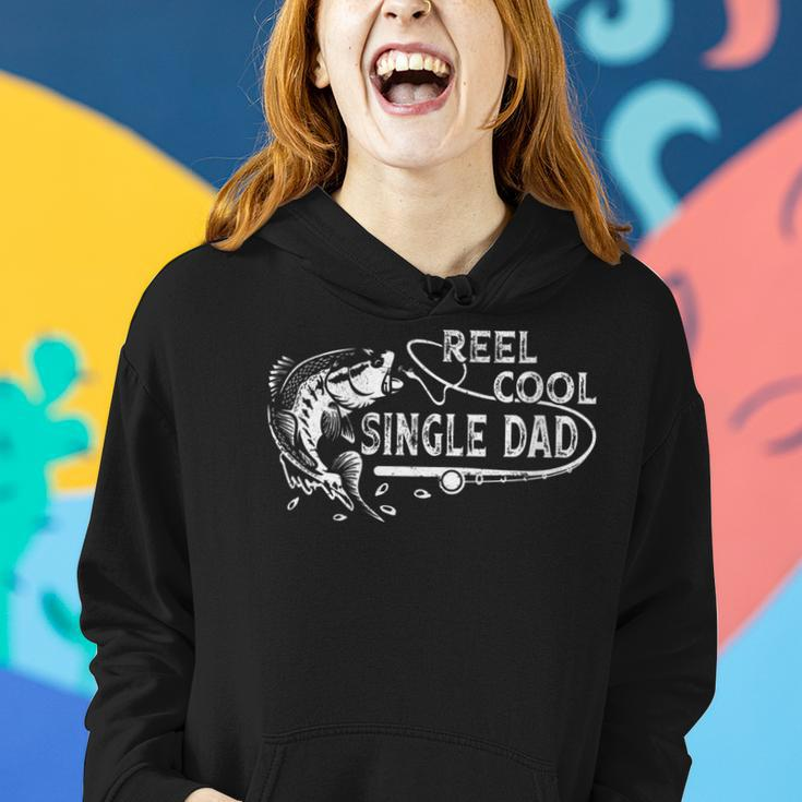 Womens Retro Reel Cool Single Dad Fathers Day Fishing Fisher Women Hoodie Gifts for Her