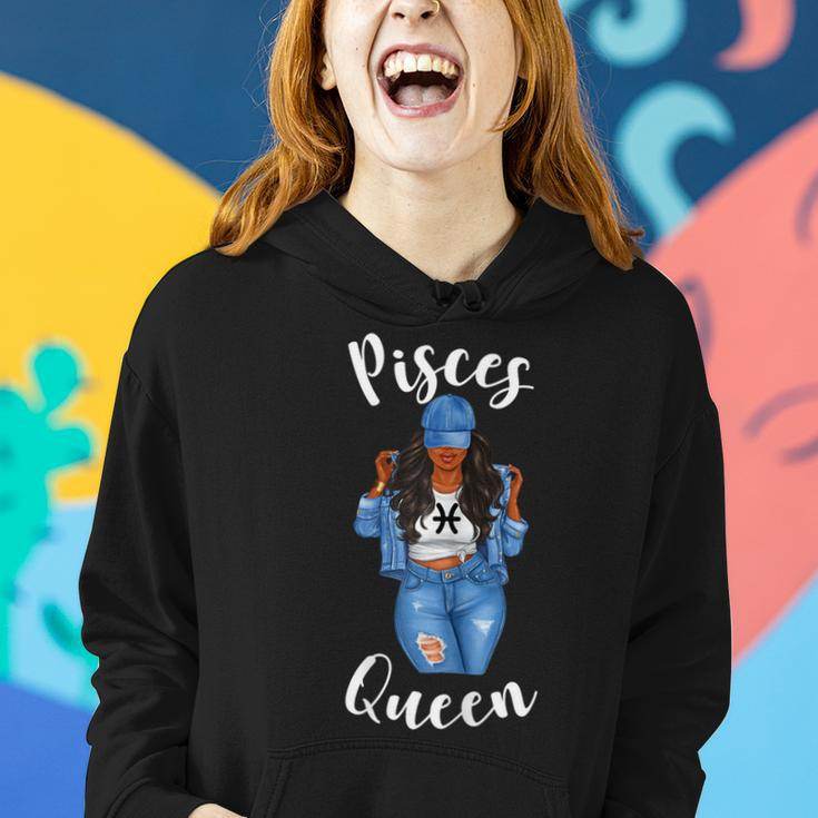 Womens Streetwise Pisces Queen Black Womens Zodiac Birthday March Women Hoodie Gifts for Her