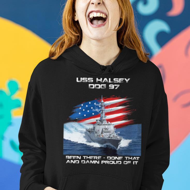 Womens Uss Halsey Ddg-97 Destroyer Ship Usa Flag Veterans Day Xmas Women Hoodie Gifts for Her