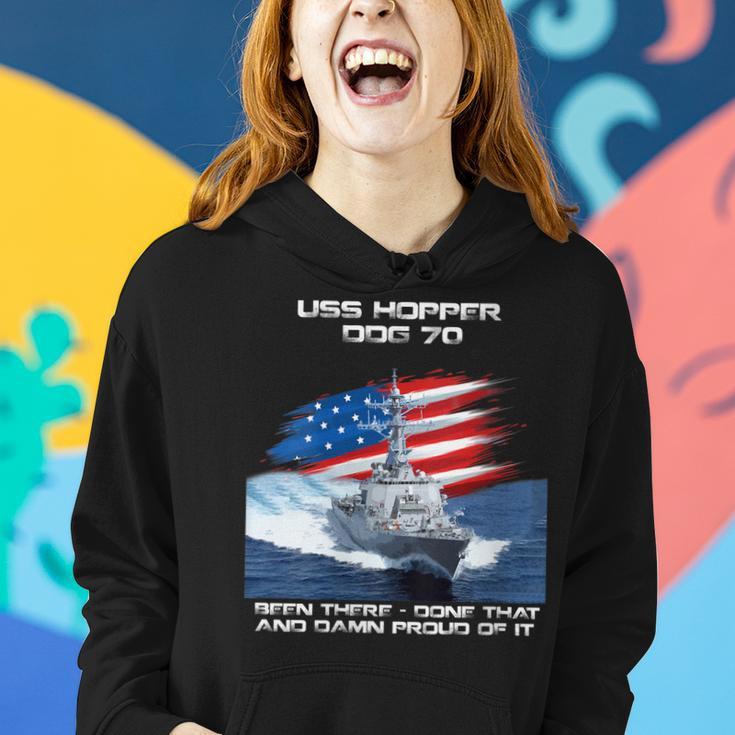 Womens Uss Hopper Ddg-70 Destroyer Ship Usa Flag Veterans Day Xmas Women Hoodie Gifts for Her