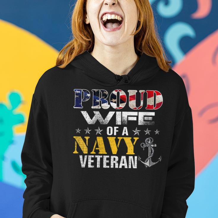 Womens Vintage Proud Wife Of A Navy For Veteran Gift Women Hoodie Gifts for Her