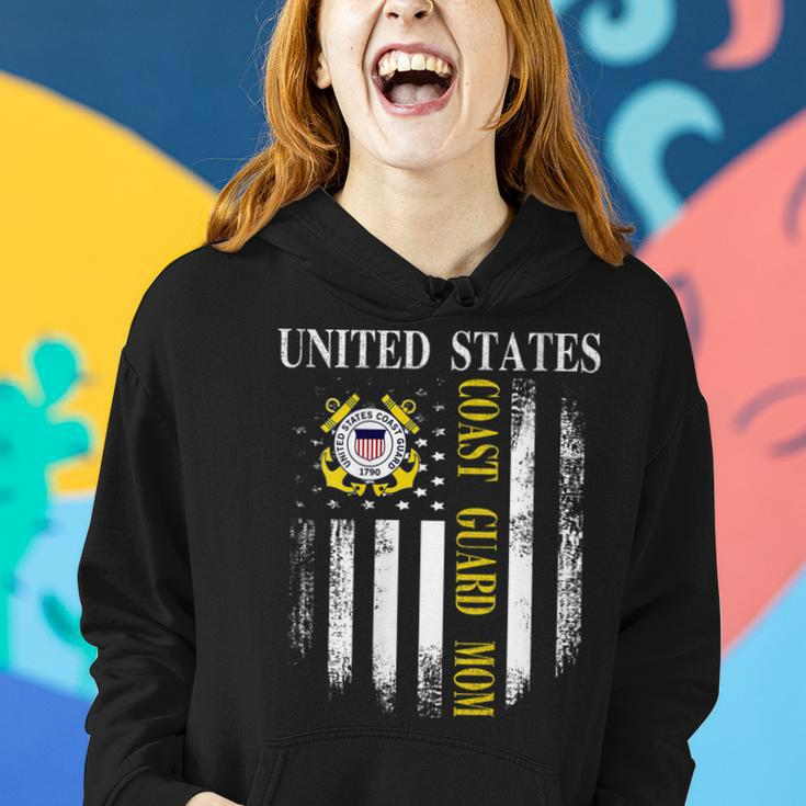 Womens Vintage United States Coast Guard Mom With American Flag Women Hoodie Gifts for Her