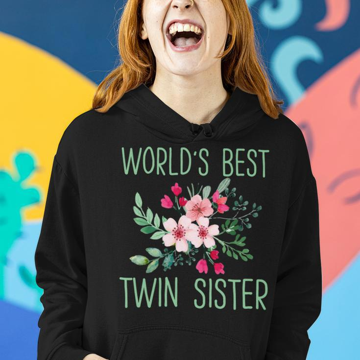 Worlds Best Twin Sister Floral Bouquet Sister Gift Women Hoodie Gifts for Her