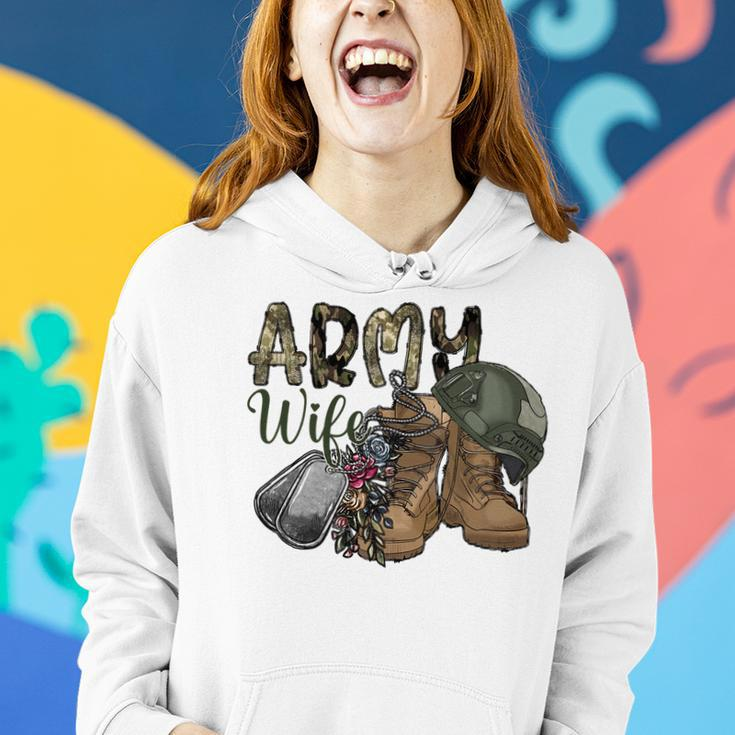 Army Wife Western Cowhide Army Boots Wife Gift Veterans Day Women Hoodie Gifts for Her
