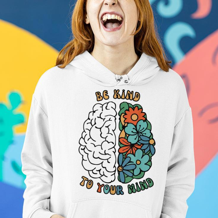 Be Kind To Your Mind | Retro Green Mental Health Awareness Women Hoodie Gifts for Her