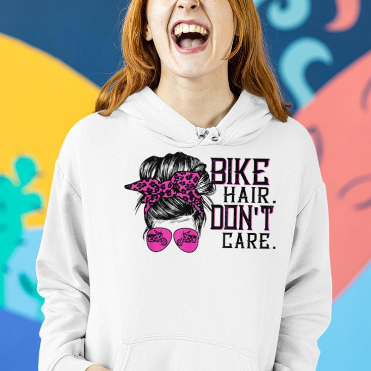 Bike Hair Dont Care Messy Bun Girl Biker Messy Bun Mom Women Hoodie Gifts for Her