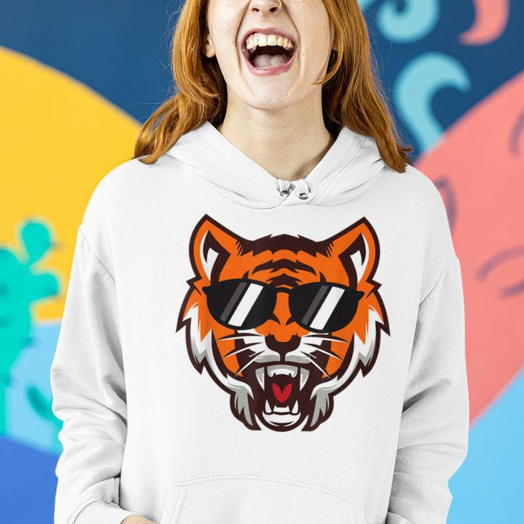 Cool Growling Mouth Open Bengal Tiger With Sunglasses Women Hoodie Gifts for Her