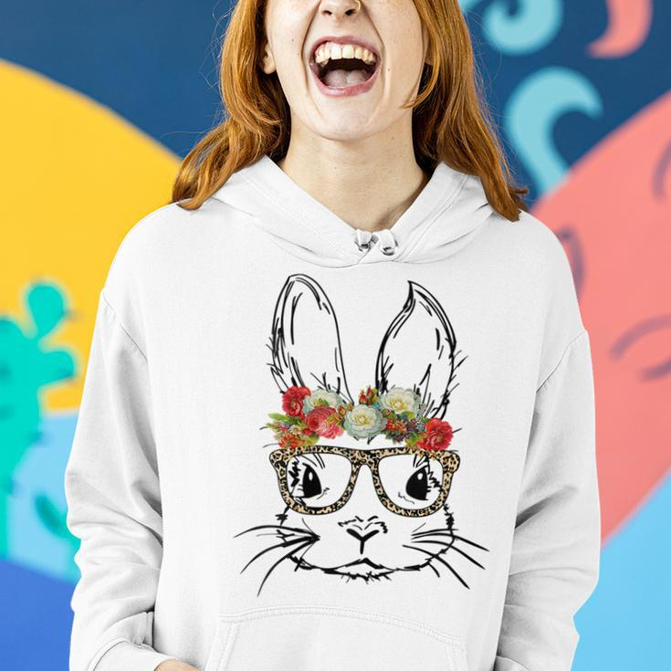 Cute Mom N Girls Easter Bunny With Glasses Leopard Print Gift For Womens Women Hoodie Gifts for Her