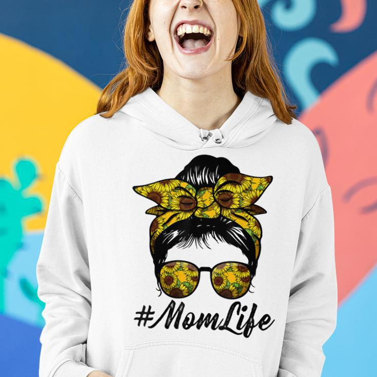 Cute Mom Women Life Sunflower Messy Bun Mothers Day Women Hoodie Gifts for Her